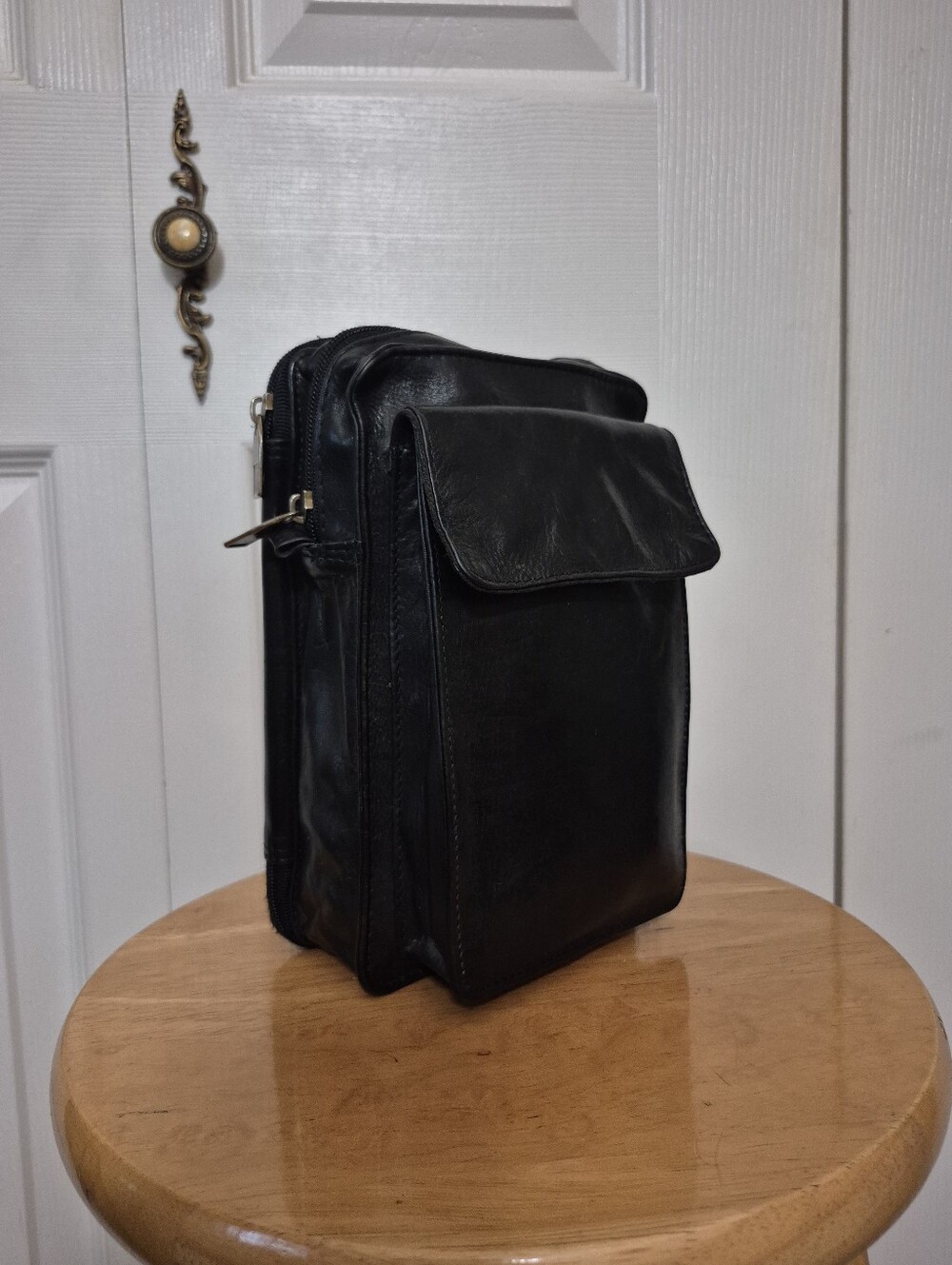 Wilsons Black Leather Organizer Bag